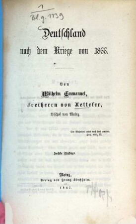 Deutschland nach dem Kriege von 1866