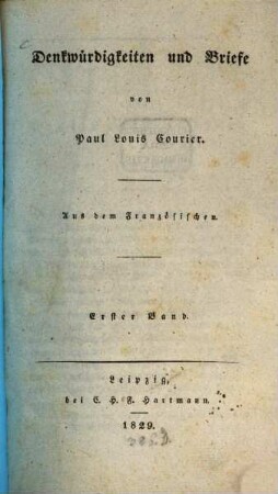 Denkwürdigkeiten und Briefe, 1