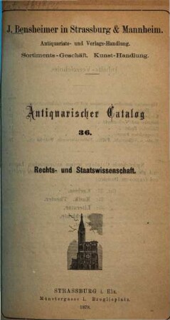 Antiquarischer Catalog. 36. 1878