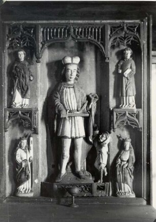 Altarretabel aus Sprey : Bildende Volkskunst - Holz. Ort: Sprjowje / Sprey. Relief über dem Altar in der Kirche in Sprey. (Beschreibung: Siehe R. Pohl, Heimatbuch des Kr. Rothenburg, Seite 193.)