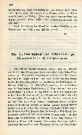 Die landwirthschaftliche Lehranstalt zu Regenwalde in Hinterpommern.