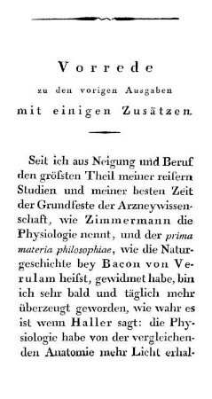 Vorrede zu den vorigen Ausgaben mit einigen Zusätzen.