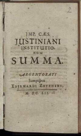 Imp. Caes. Iustiniani Institutionum Summa