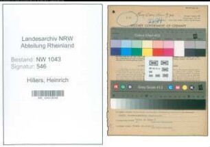 Entnazifizierung Heinrich Hillers , geb. 02.09.1909 (Dachdecker)