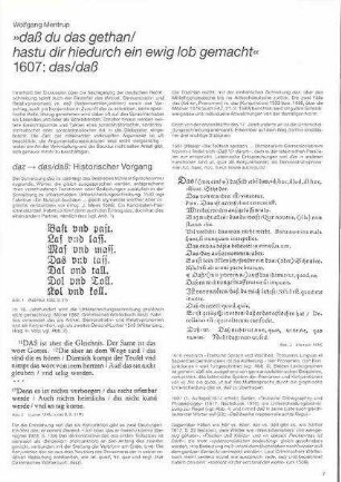 »daß du das gethan/ hastu dir hiedurch ein ewig lob gemacht« : 1607: das/daß