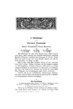 Herbart, Pestalozzi und Herr Professor Paul Natorp : zur Psychologie