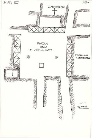 Eckert, Georg; München; Studienarbeiten - Piazza della S. Annuziata (Grundriss)