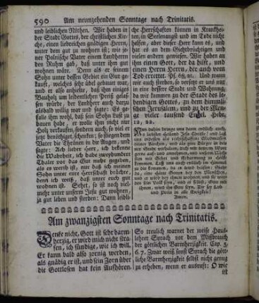 Am zwanzigsten Sonntage nach Trinitatis. - Am drey und zwanzigsten Sonntage nach Trinitatis.