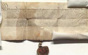 Bürgermeister und Rat der Stadt Bautzen leihen sich von Caspar Peucer, Professor der Universität Wittenberg, 1.500 Gulden. Eine nachträgliche Aufschrift bemerkt, dass diese Schuld am 16. Juni 1613 abgelöst worden ist.