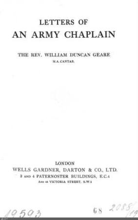 Letters of an army chaplain