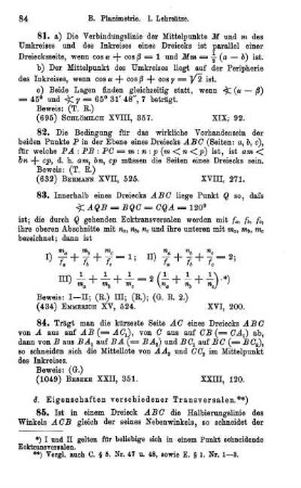 (d. Eigenschaften verschiedener Transversalen.