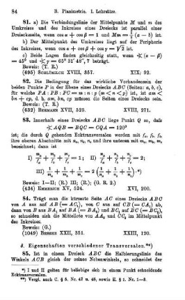 (d. Eigenschaften verschiedener Transversalen.