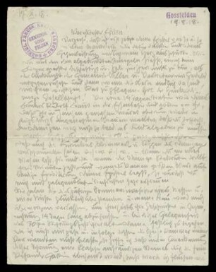 Brief von Otto Ubbelohde an Erika Metz