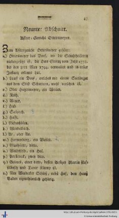 Neunter Abschnitt. Affter-Gericht Ottersweyer.