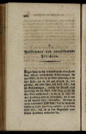 X. Vollkommne und unvollkommne Pflichten.
