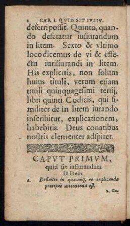 Caput Primum, quid sit iusiurandum in litem.