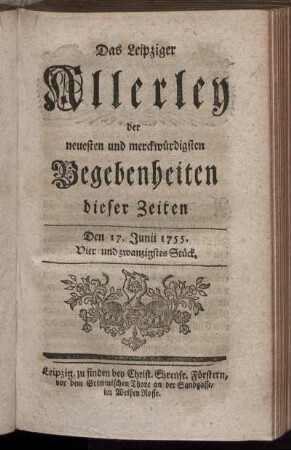 Den 17. Junii 1755. Vier und zwanzigstes Stück.