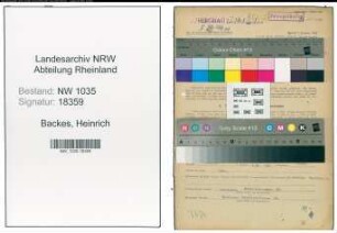 Entnazifizierung Heinrich Backes , geb. 04.05.1906 (Sanitaeter)
