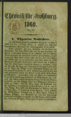 9.1860: Chronik von Frohburg und Umgebung