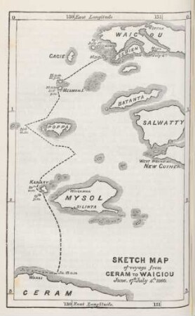 Sketch map of voyage from Ceram to Waigiou
