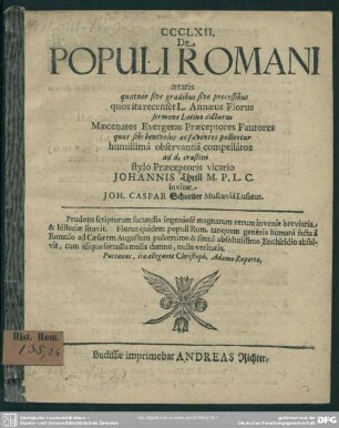 De populi Romani aetatis quatuor sive gradibus sive processibus