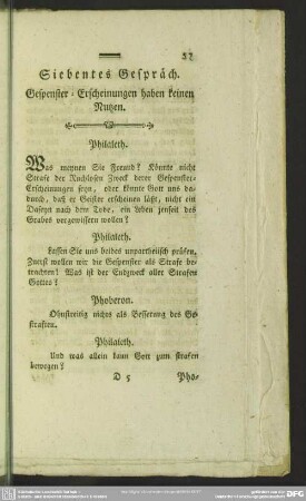 Siebentes Gespräch. Gespenster-Erscheinungen haben keinen Nutzen