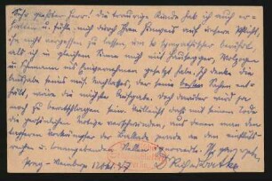 Postkarte an Richard Sternfeld : 12.10.1897