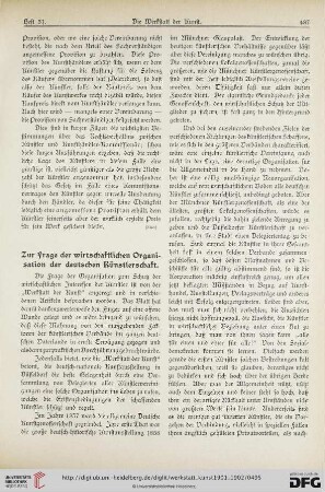 1: Zur Frage der wirtschaftlichen Organisation der deutschen Künstlerschaft