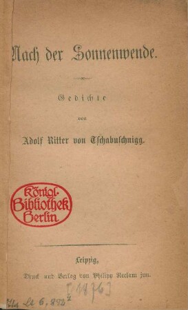 Nach der Sonnenwende : Gedichte