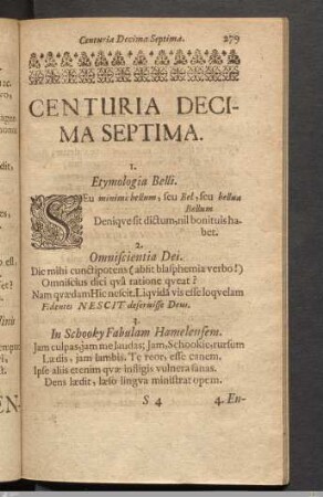 Centuria Decima Septima.