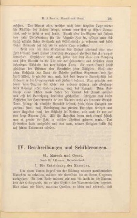 IV. Beschreibungen und Schilderungen