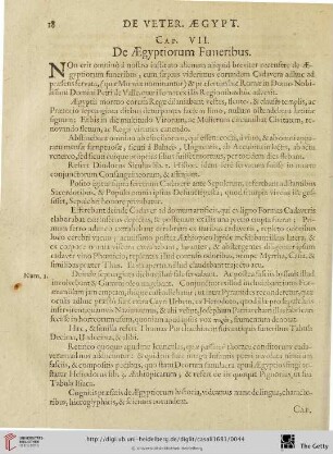 Cap. VII: De Aegyptiorum Funeribus.