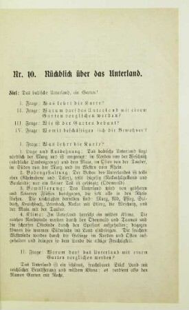Nr. 10. Rückblick über das Unterland