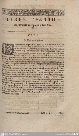 Liber Tertius. De Planetarum dispositionibus et naturis.
