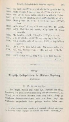 261-275 Religiöse Volksgebräuche im Bisthum Augsburg : Fortsetzung