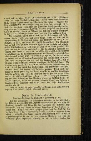 Paulus im Arbeitsunterricht