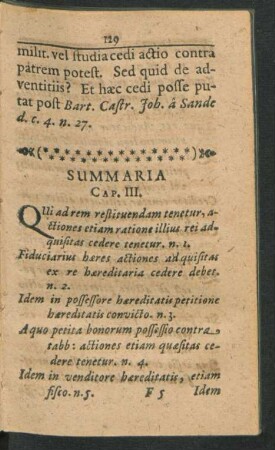 Summaria Cap. III.