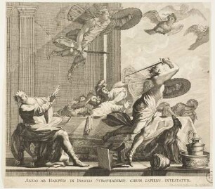 Aeneas wird von Harpyien angegriffen
