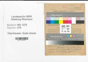 Entnazifizierung Guda Ursula Von Oeynhausen , geb. 25.02.1897 ()