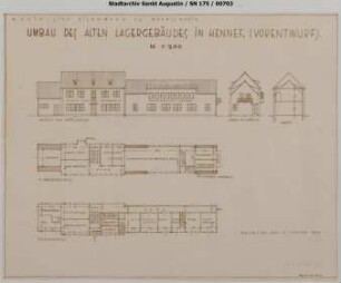 Hennef, Güterbahnhof, Umbau des alten Lagergebäudes, Vorentwurf