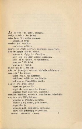Vocabularium für den lateinischen Elementarunterricht