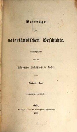 Beiträge zur vaterländischen Geschichte. 7, 7. 1860