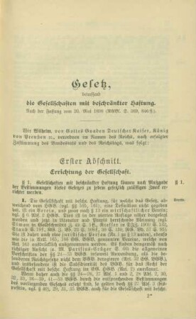 Gesetz, betreffend die Gesellschaften mit beschränkter Haftung