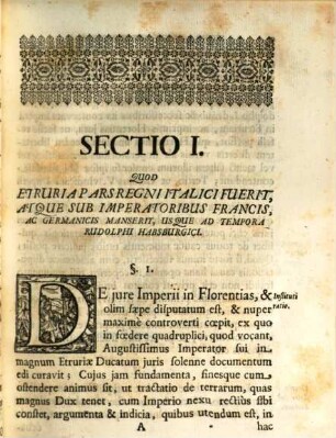 Dissertatio Juris Publici De Vero Ac Indubitato Jure Sacri Romani Imperii In Magnum Ducatum Etruriæ