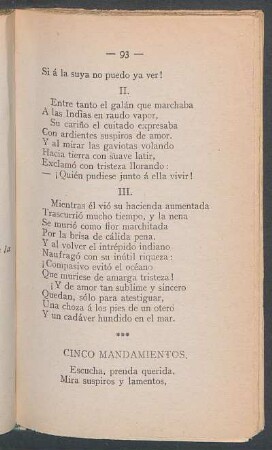 Cinco mandamientos.