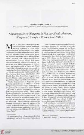 70: Ekspresjoniści w Wuppertalu : Von der Heydt-Museum, Wuppertal, 6 maja-30 września 2007 r.