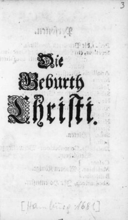 Die Geburth Christi
