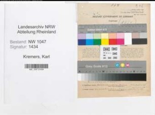 Entnazifizierung Karl Kremers , geb. 12.06.1901 (Dentist)