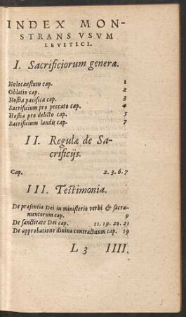 Index Monstrans Usum Levitici.
