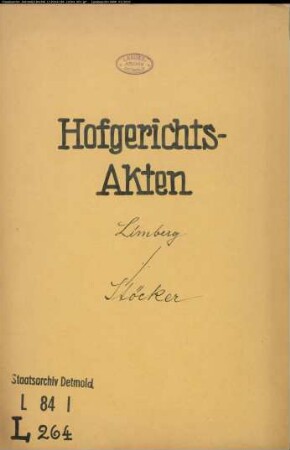 Limberg, Witwe des Christoph Henrich zu Horn gegen Witwe Stöcker - Schuldforderung
